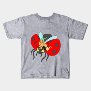 Pixie Riding a Giant Ladybug Kids T-Shirt